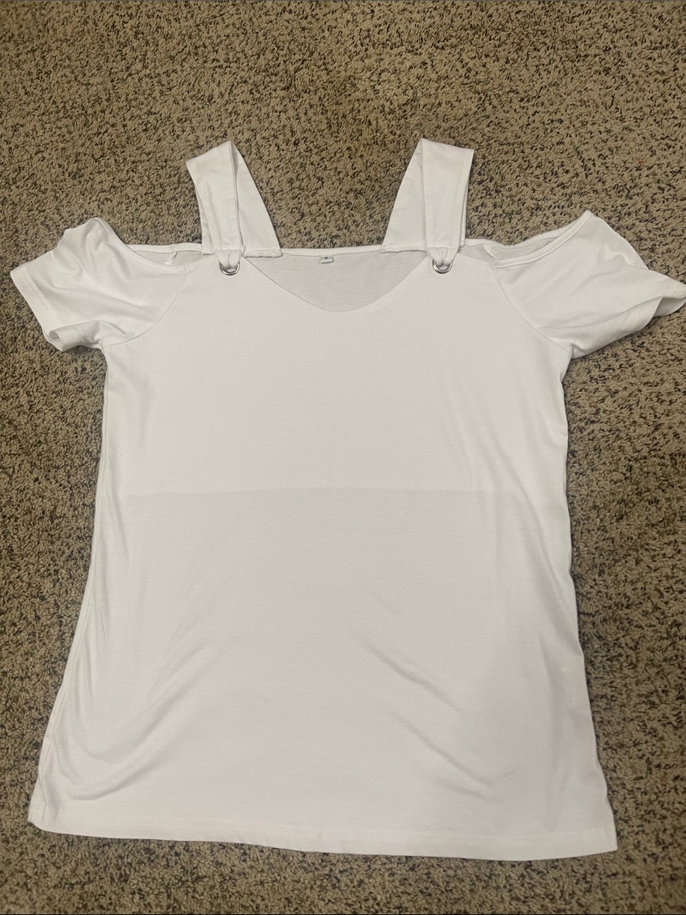Women’s White Cold-Shoulder Strap Top